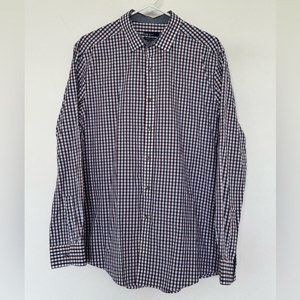Bar III Blue, Red, White Men Button Down Shirt, Slim Fit, Cotton, size L